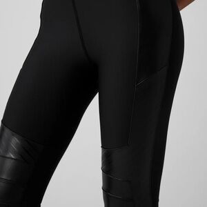 GAP XL black leggings with faux leather apliques